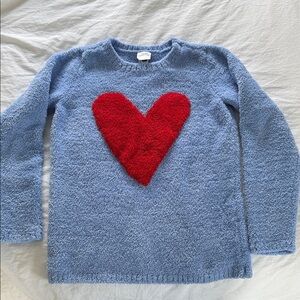 Marshmallow Blue Sweater with Red Heart